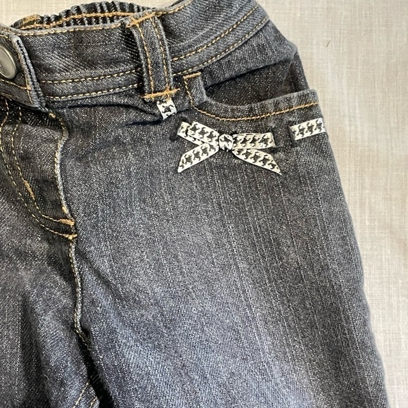 GYMBOREE Bow Puppy and Cat light black jeans with faux fur trim. 12-18 months. - Picture 5 of 6